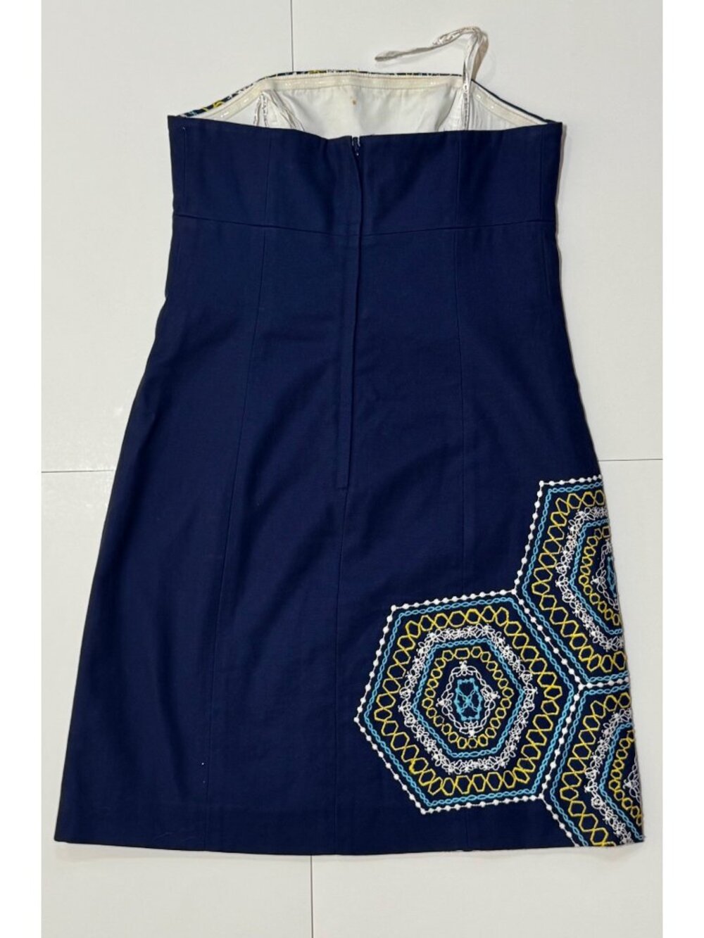 Lilly Pulitzer Bowen Strapless Dress Blue Embroidered Cocktail Party Size 2 - Picture 3 of 12